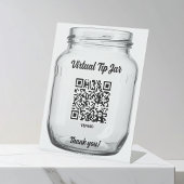 Virtual Tip Jar, Scan to Tip Glass Jar 台座サイン