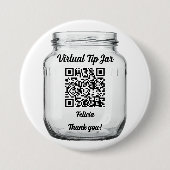 Virtual Tip Jar, Scan to Tip Glass Jar 缶バッジ (正面)