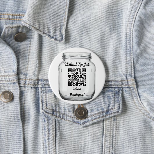 Virtual Tip Jar, Scan to Tip Glass Jar 缶バッジ (インサイチュ)