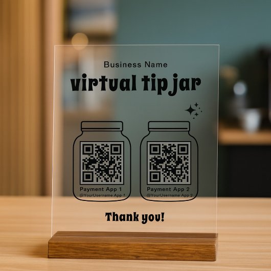 Virtual Tip Jar with 2 QR Code アクリルサイン