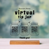 Virtual Tip Jar with 3 QR Code アクリルサイン (ニュートラル)
