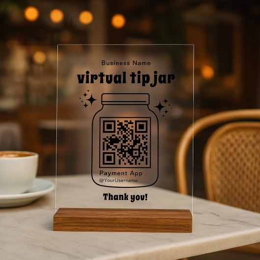 Virtual Tip Jar with QR Code アクリルサイン