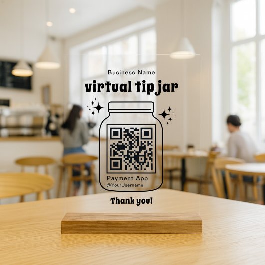 Virtual Tip Jar with QR Code アクリルサイン