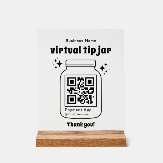 Virtual Tip Jar with QR Code アクリルサイン (正面)