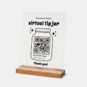 Virtual Tip Jar with QR Code アクリルサイン (傾斜)