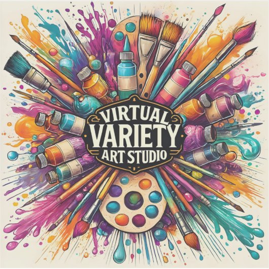 Virtual Variety Art Studio - Square Vinyl シール (正面)