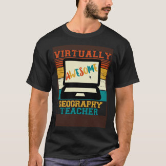 Virtually Awesome Geography Teacher  Retro Men & W Tシャツ