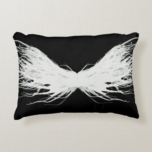 Virtues Abstract White Wings Alcohol Ink Art アクセントクッション (正面)
