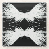 Virtues Abstract White Wings Alcohol Ink Art ガラスコースター (正面)