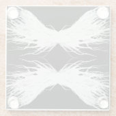 Virtues Abstract White Wings Alcohol Ink Art ガラスコースター (裏面)