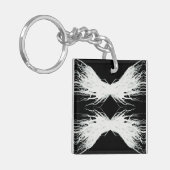 Virtues Abstract White Wings Alcohol Ink Art キーホルダー (正面左)