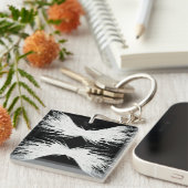 Virtues Abstract White Wings Alcohol Ink Art キーホルダー (正面右)