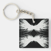 Virtues Abstract White Wings Alcohol Ink Art キーホルダー (正面)