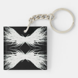 Virtues Abstract White Wings Alcohol Ink Art キーホルダー