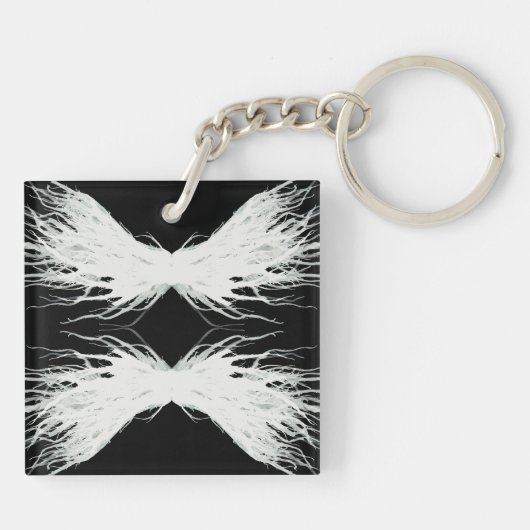 Virtues Abstract White Wings Alcohol Ink Art キーホルダー (裏面)