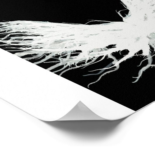 Virtues Abstract White Wings Alcohol Ink Art ポスター (角)