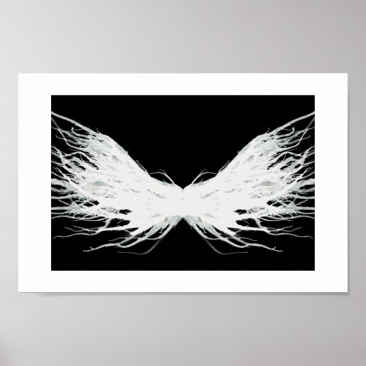 Virtues Abstract White Wings Alcohol Ink Art ポスター (正面)