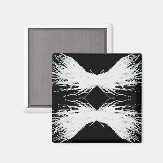 Virtues Abstract White Wings Alcohol Ink Art マグネット (正面/裏面)