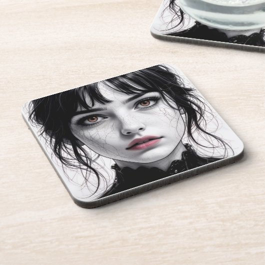 Visage de porcelaine regard d'âme fêlée.  コースター (左側)