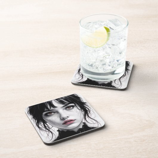 Visage de porcelaine regard d'âme fêlée.  コースター (右側)