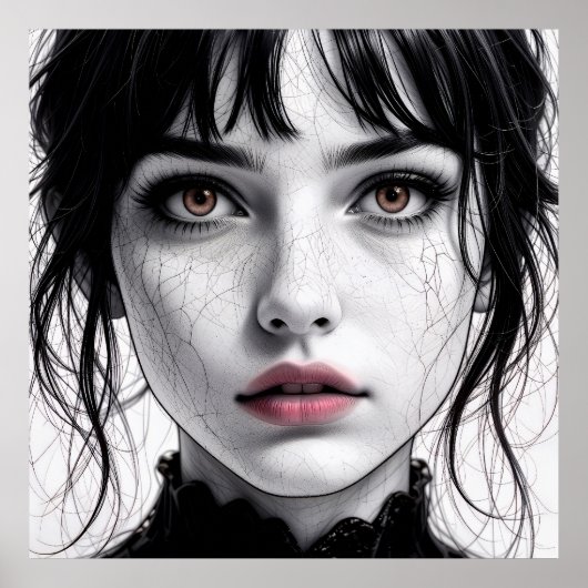 Visage de porcelaine regard d'âme fêlée.  ポスター (正面)