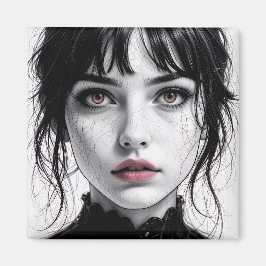 Visage de porcelaine regard d'âme fêlée.  マグネット (正面)