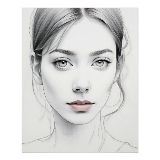 Visage féminin minimaliste ポスター (正面)