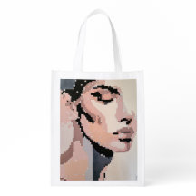 Visage Féminin Pixelisé avec Citation