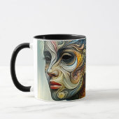 Visages surréalistes jumeaux homme femme. マグカップ (左)