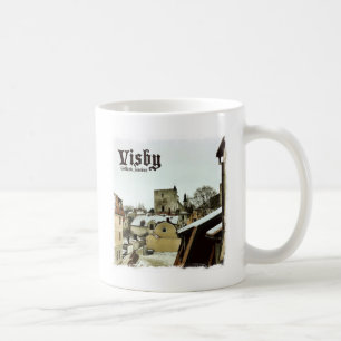 Visbyの軽いボーダーが付いているゴトランド、スウェーデンの屋上 コーヒーマグカップ