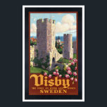 Visby Sweden - Vintage Travel ポスター<br><div class="desc">Travel Visby Sweden The Town of Ruins and Roses City Wall - Vintage Travel Poster.  Old travel poster advertisement promoting vacation travel The World.</div>
