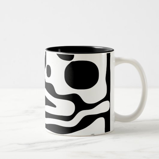 Viseグリップ:抽象芸術ブラック&ホワイト ツートーンマグカップ (右)