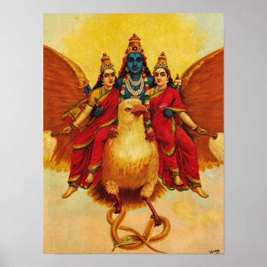 Vishnu、Garuda、Vahana by Raja Ravi Varma ポスター (正面)