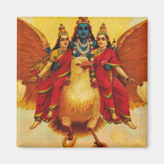 Vishnu、Garuda、Vahana by Raja Ravi Varma マグネット (正面)