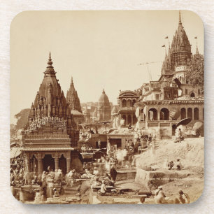 Vishnu Pudおよび他の寺院、Benares (セピア色の写真 コースター