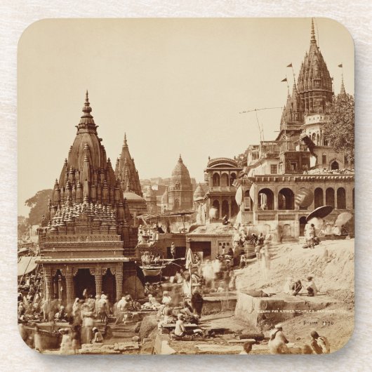 Vishnu Pudおよび他の寺院、Benares (セピア色の写真 コースター (正面)