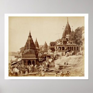 Vishnu Pudおよび他の寺院、Benares (セピア色の写真 ポスター