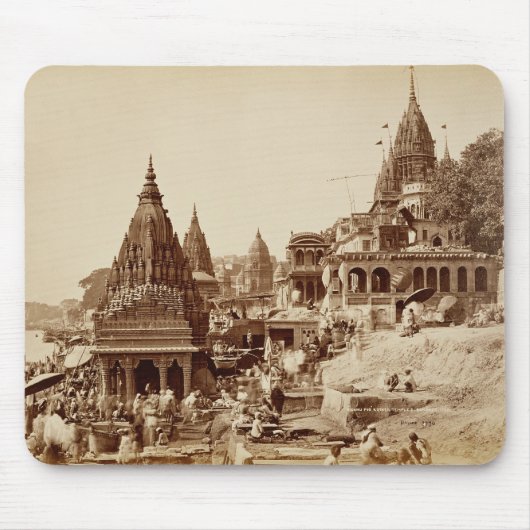 Vishnu Pudおよび他の寺院、Benares (セピア色の写真 マウスパッド (正面)