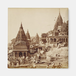 Vishnu Pudおよび他の寺院、Benares (セピア色の写真 マグネット