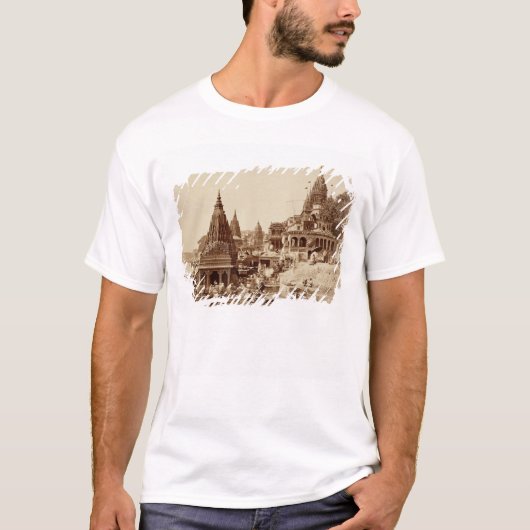 Vishnu Pudおよび他の寺院、Benares (セピア色の写真 Tシャツ (正面)