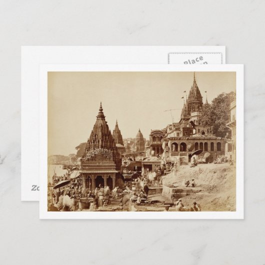 Vishnu Pudと他の寺院，ベナレス（セピア写真） ポストカード (正面/裏面)