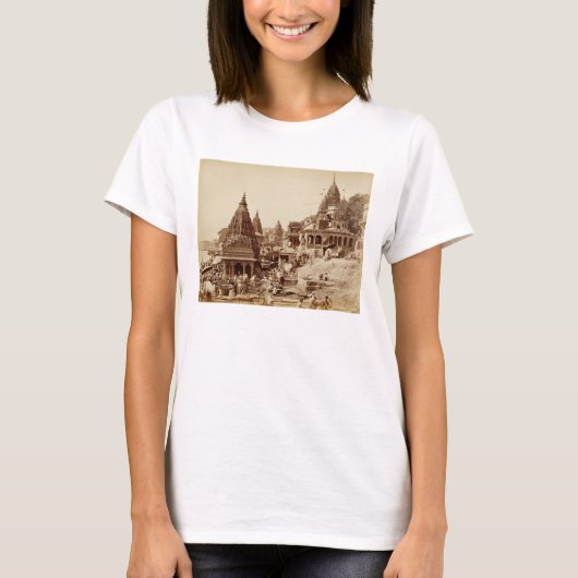 Vishnu Pudと他の寺院,ベナレス(セピア写真) Tシャツ (正面)