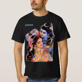 VISHNX 神聖な愛 シヴァ神とパールヴァティのグラフィック Tシャツ