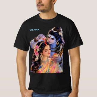 VISHNX 神聖な愛 シヴァ神とパールヴァティのグラフィック Tシャツ