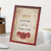 Visientsは、1つの赤いバラの金ゴールド冠を取る 台座サイン (インサイチュ)