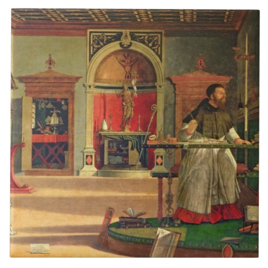Vision of St. Augustine, 1502-08 (キャンバス上の油) ( タイル (正面)