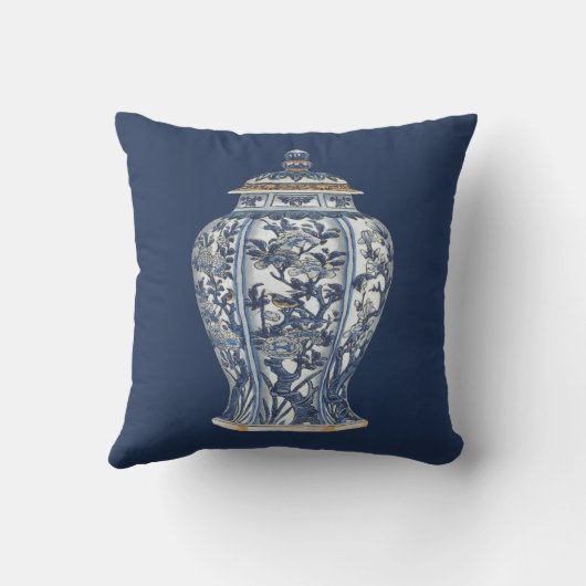 Vision Studioによる青と白の磁器の花瓶 クッション (裏面)
