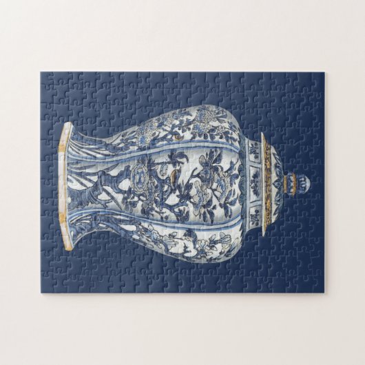 Vision Studioによる青と白の磁器の花瓶 ジグソーパズル (横)