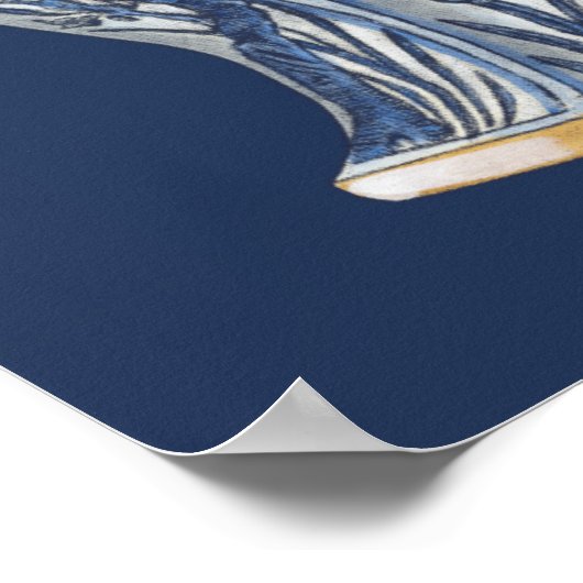 Vision Studioによる青と白の磁器の花瓶 ポスター (角)