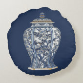 Vision Studioによる青と白の磁器の花瓶 ラウンドクッション (裏面)